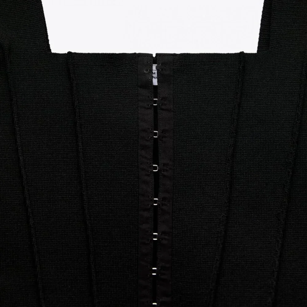Zara Black Knit Corset Bustier Top Size Small Summer Party Contemporary - Picture 8 of 11
